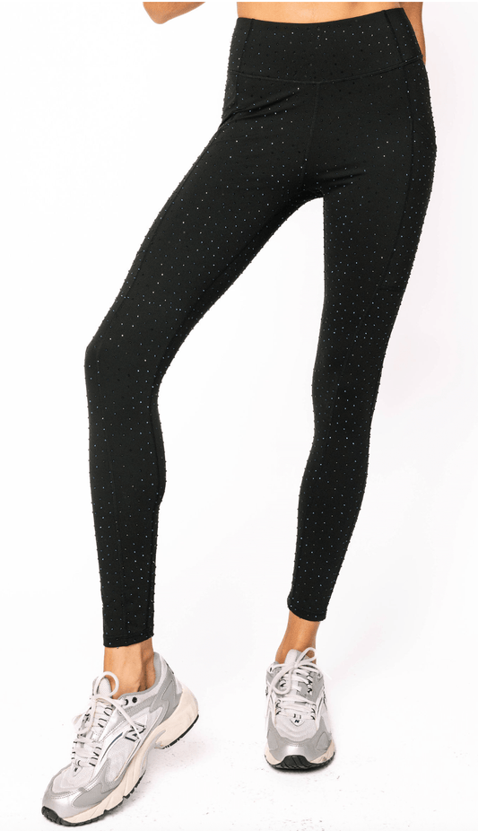 Queen of Sparkles Black Scattered Rhinestone Legging